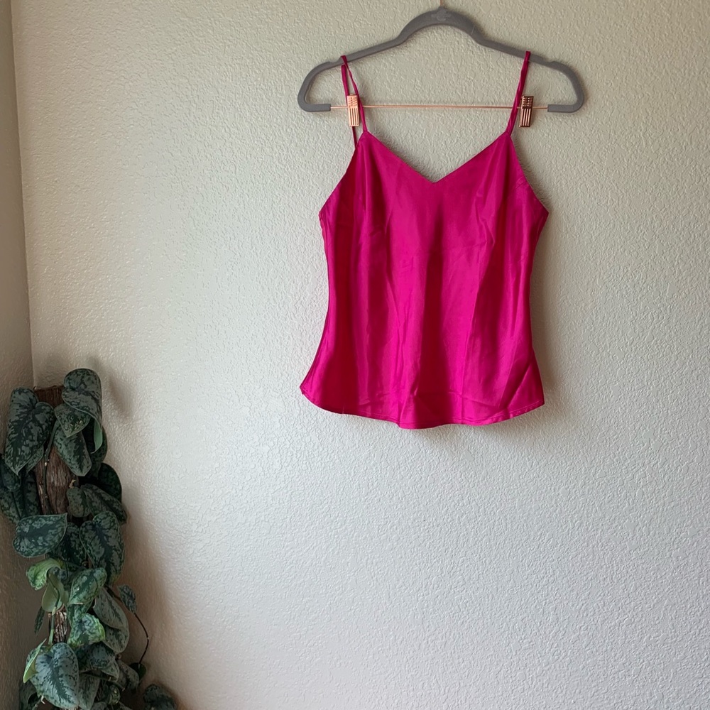 Hot Pink Vintage Silk Lingerie Tank